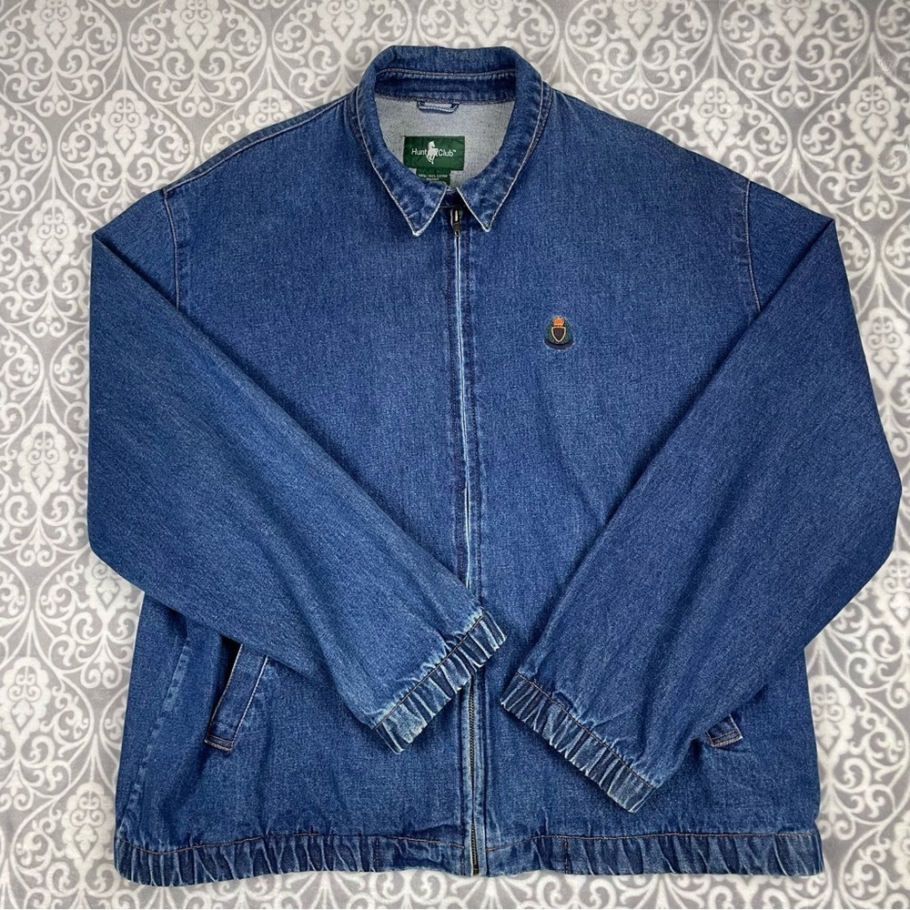 hunt club vintage denim chore jacket boxy dark wash oversized workwear men's XLT